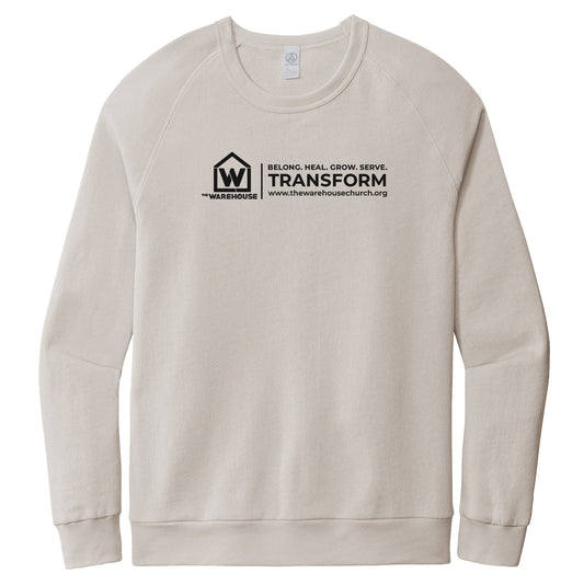 The Warehouse Church | Washed Terry Sweatshirt | Black Logo
