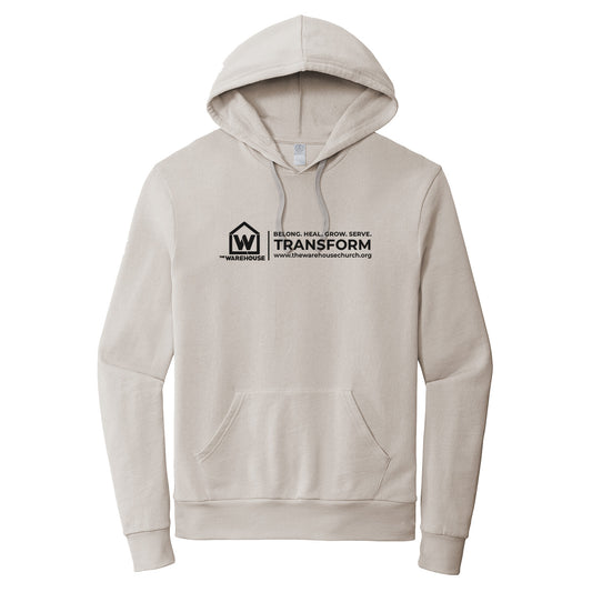 The Warehouse Church | Washed Terry Hoodie | Black Logo