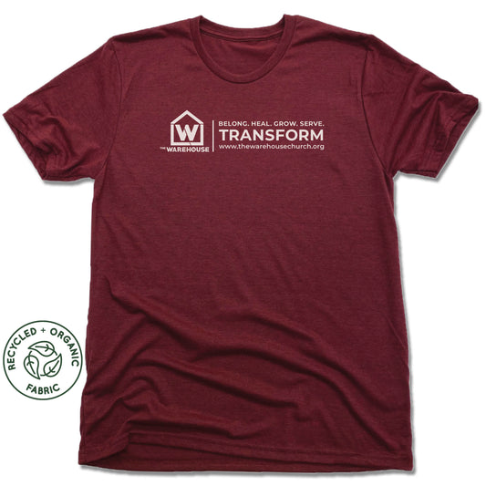 THE WAREHOUSE CHURCH | UNISEX VINO RED Recycled Tri-Blend
