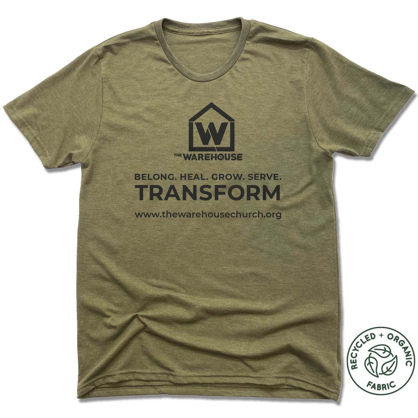 THE WAREHOUSE CHURCH | UNISEX OLIVE Recycled Tri-Blend