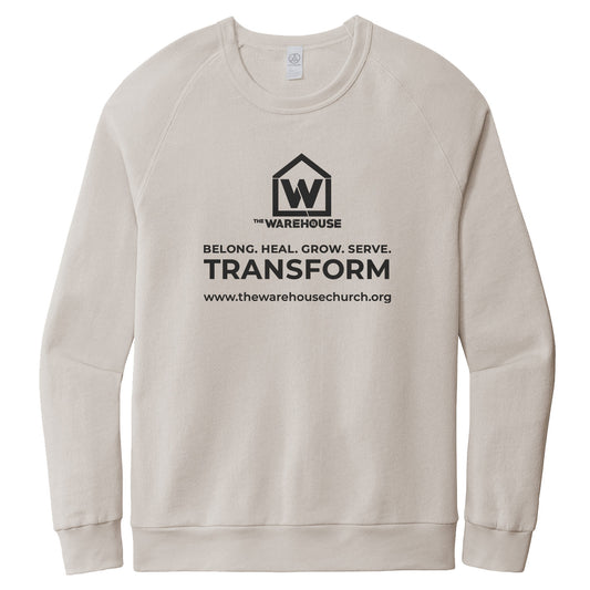 The Warehouse Church | Washed Terry Sweatshirt | Monogram Black