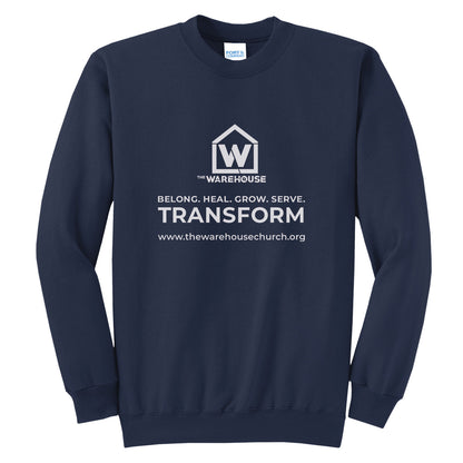 The Warehouse Church | Crew Sweatshirt | Monogram White