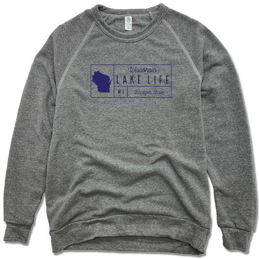 Wisconsin Lake Grid - Fleece Sweatshirt