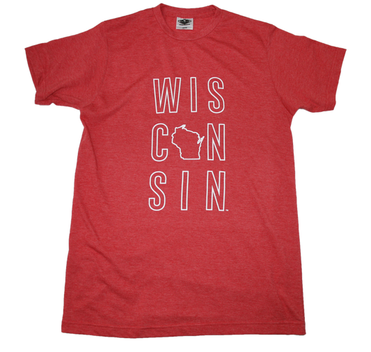 WISCONSIN TEE | STACKED LETTER | WHITE