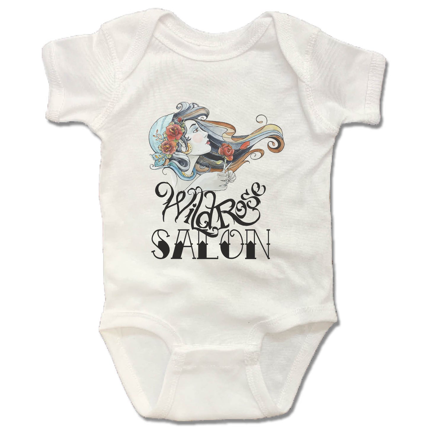 WILD ROSE SALON | WHITE ONESIE | WATERCOLOR