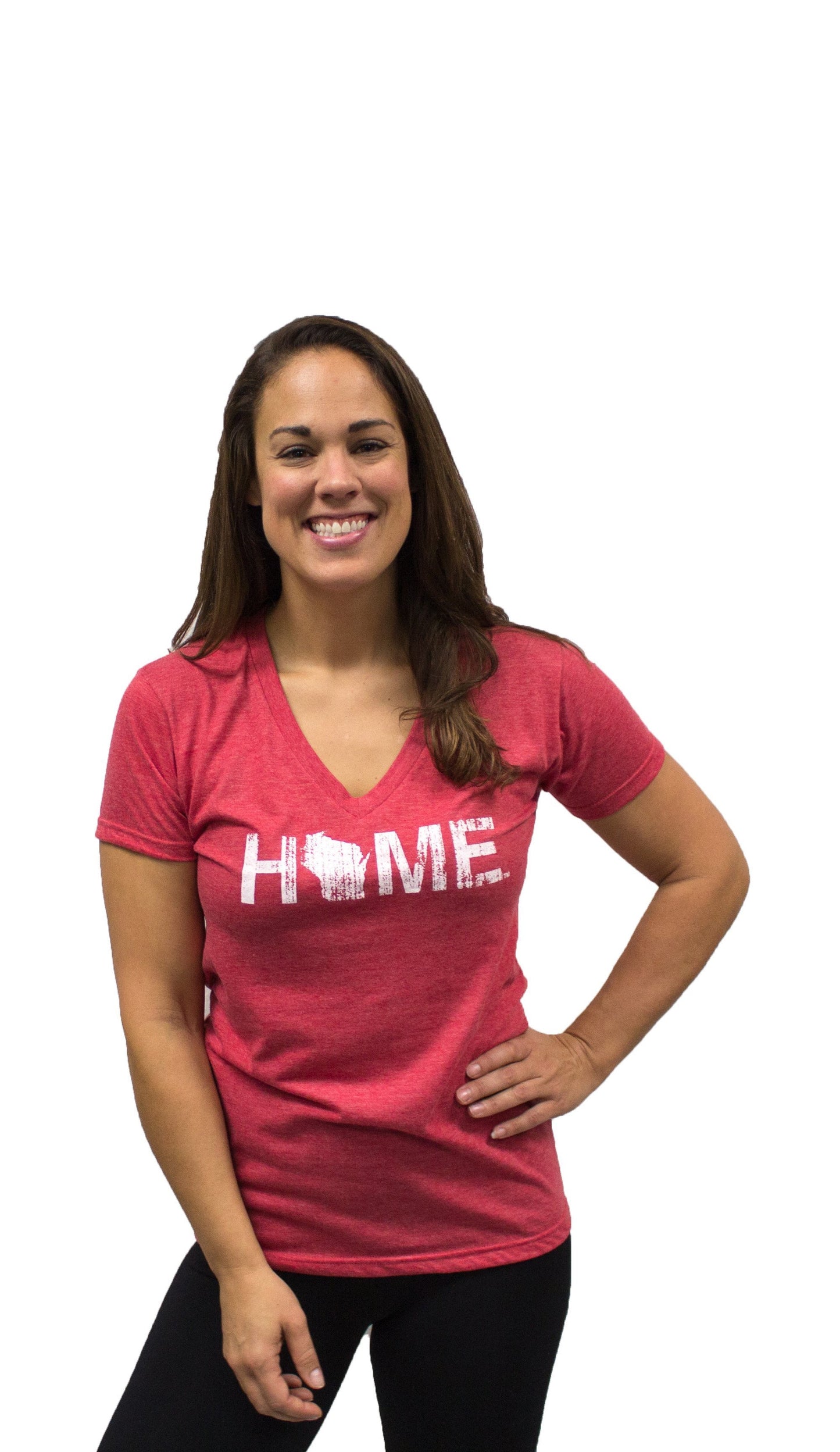 WISCONSIN LADIES V-NECK | HOME | WHITE - My State Threads