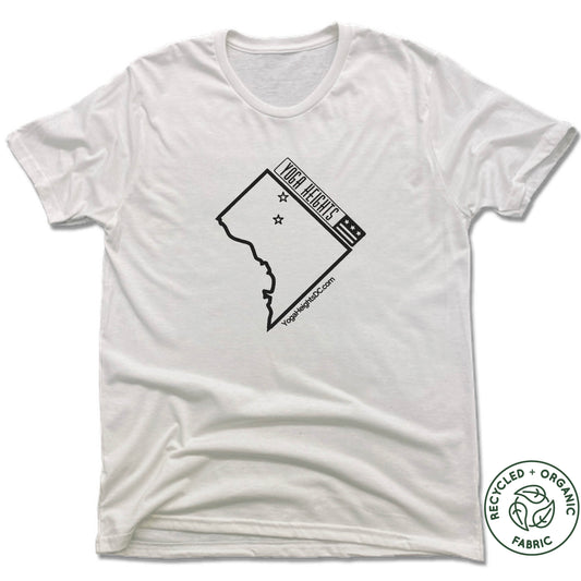 YOGA HEIGHTS | UNISEX WHITE Recycled Tri-Blend | BLACK LOGO