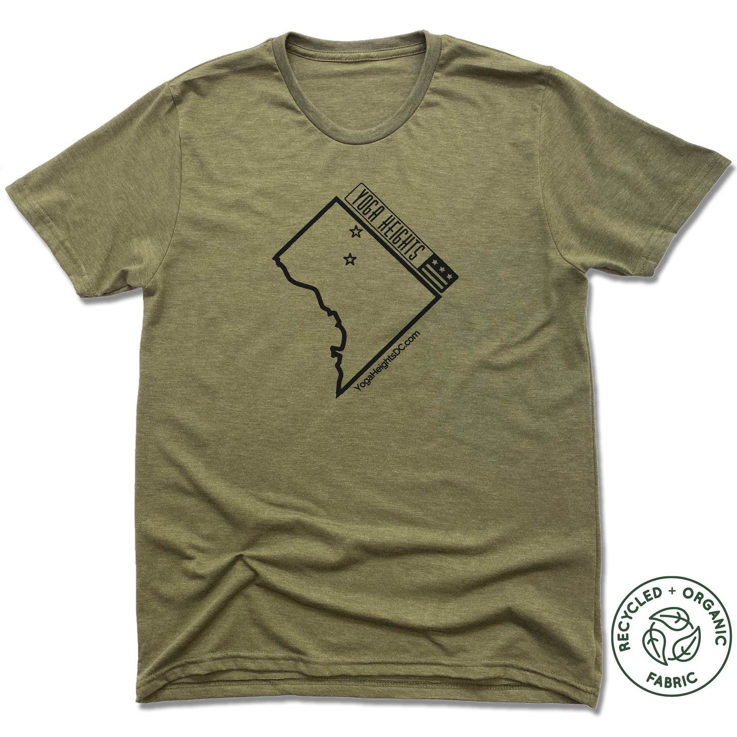 YOGA HEIGHTS | UNISEX OLIVE Recycled Tri-Blend | BLACK LOGO