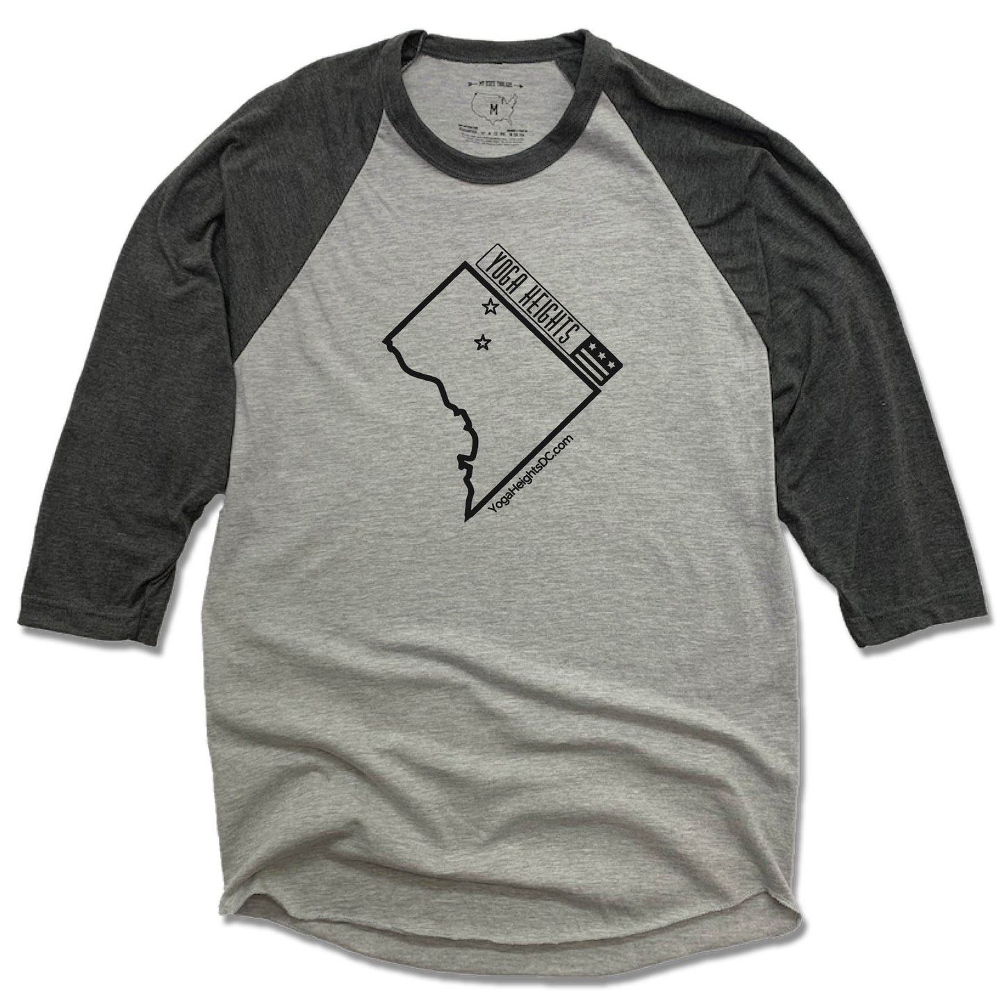 YOGA HEIGHTS | GRAY 3/4 SLEEVE | BLACK LOGO