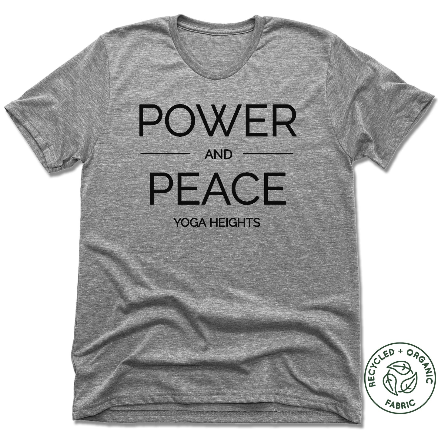 YOGA HEIGHTS | UNISEX GRAY Recycled Tri-Blend | POWER PEACE BLACK