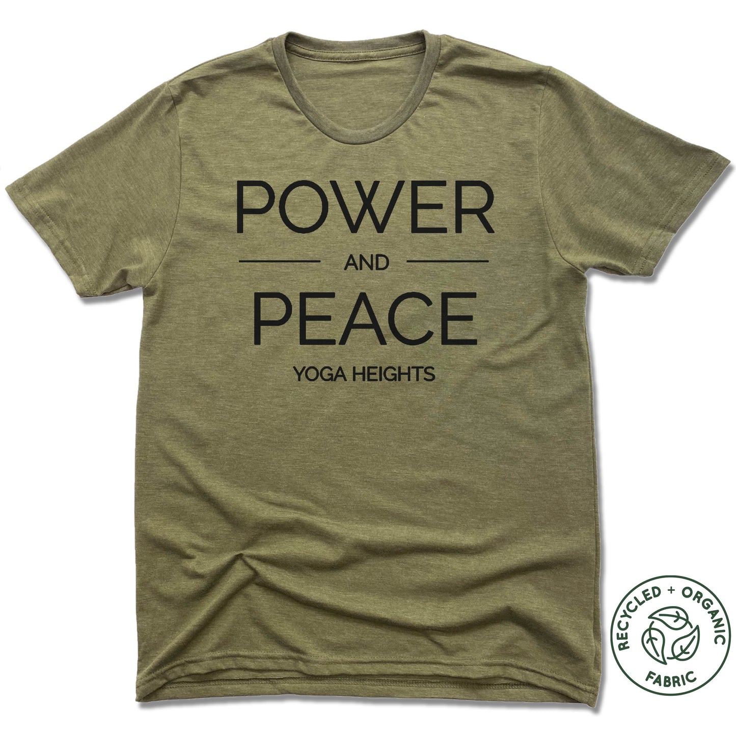 YOGA HEIGHTS | UNISEX OLIVE Recycled Tri-Blend | POWER PEACE BLACK