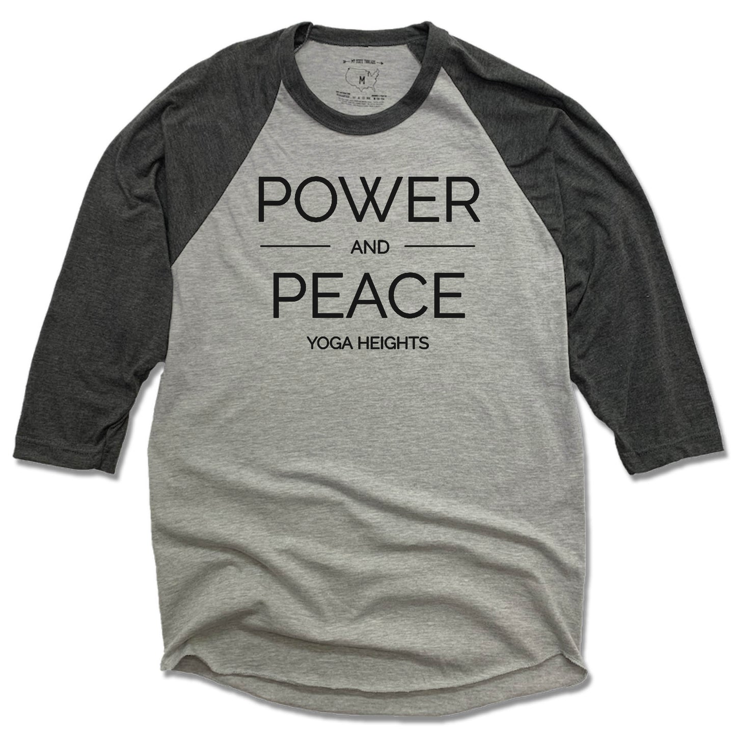 YOGA HEIGHTS | GRAY 3/4 SLEEVE | POWER PEACE BLACK