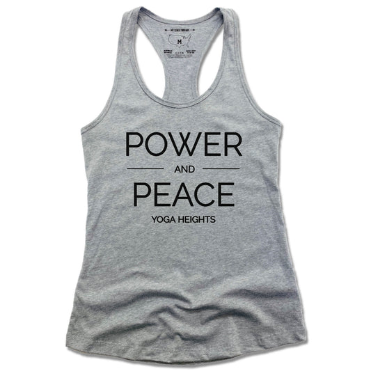 YOGA HEIGHTS | LADIES GRAY TANK | POWER PEACE BLACK