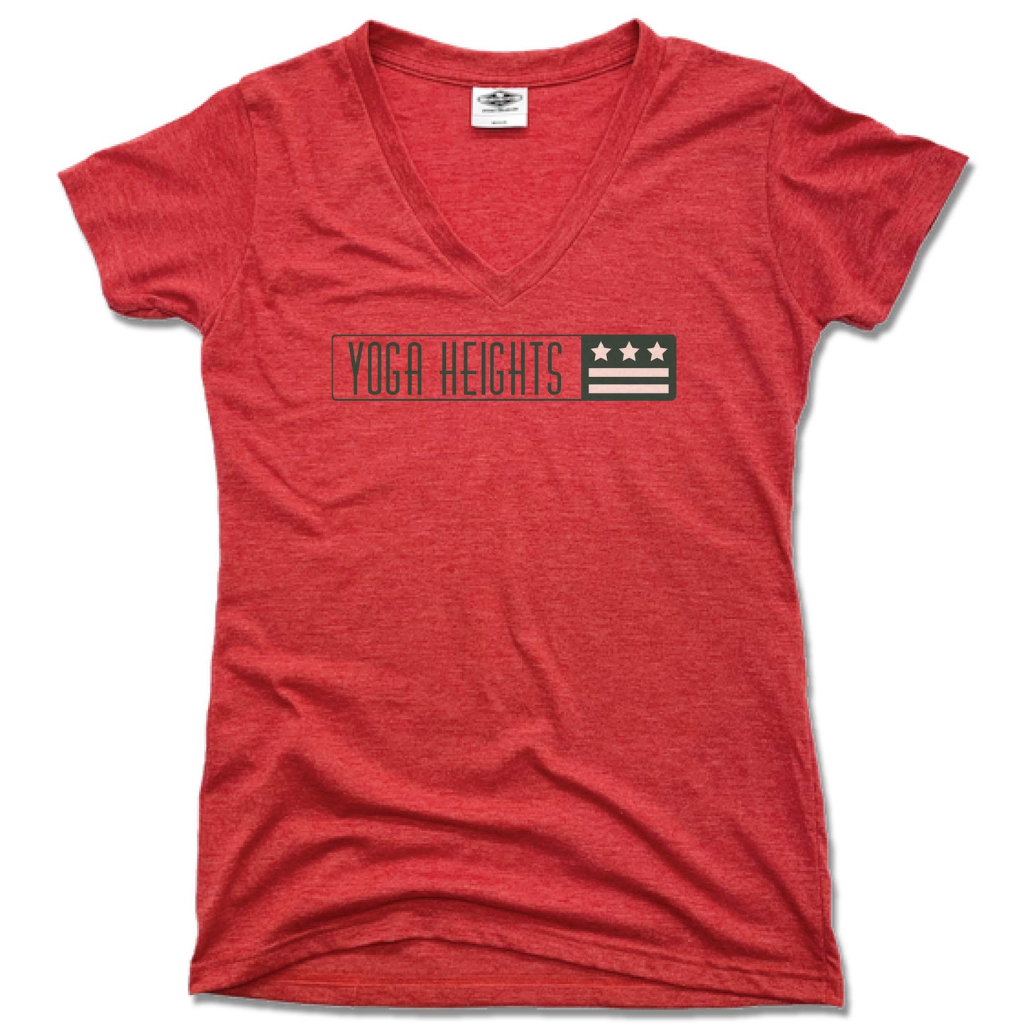 YOGA HEIGHTS | LADIES RED V-NECK | YH COLOR LOGO