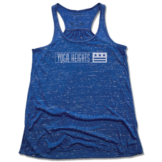 YOGA HEIGHTS | LADIES BLUE FLOWY TANK | YH WHITE LOGO