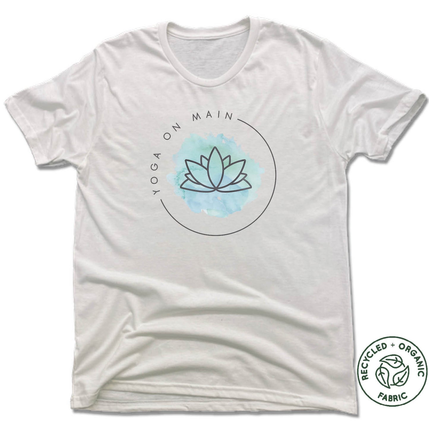 YOGA ON MAIN | UNISEX WHITE Recycled Tri-Blend | COLOR LOGO