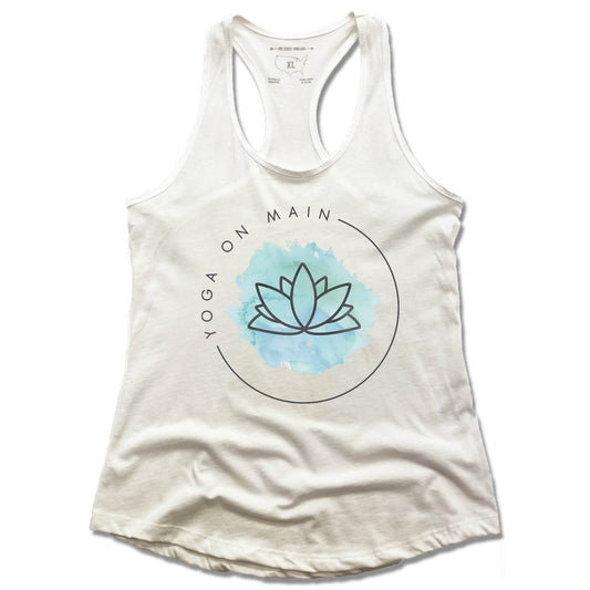 YOGA ON MAIN | LADIES WHITE TANK | COLOR LOGO