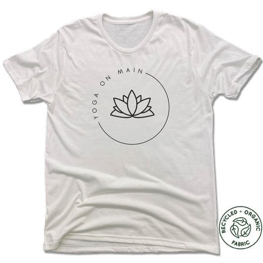 YOGA ON MAIN | UNISEX WHITE Recycled Tri-Blend | BLACK LOGO