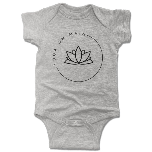 YOGA ON MAIN | GRAY ONESIE | BLACK LOGO