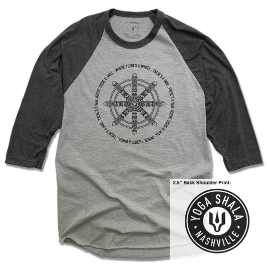 YOGA SHALA NASHVILLE | GRAY 3/4 SLEEVE | WHERE THERE'S A WHEEL