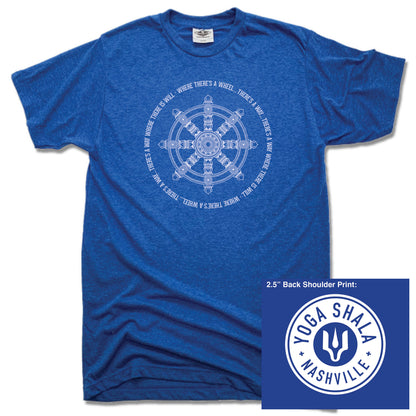 YOGA SHALA NASHVILLE | UNISEX BLUE TEE | YOGA SHALA WHEEL LOGO