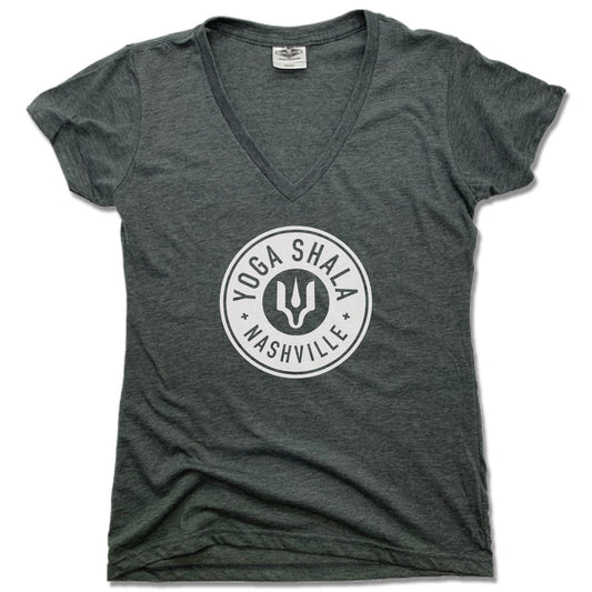 YOGA SHALA NASHVILLE | LADIES V-NECK | YOGA SHALA WHITE LOGO