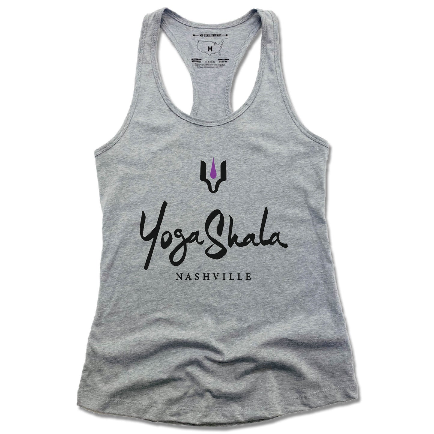 YOGA SHALA NASHVILLE | LADIES GRAY TANK | BLACK LOGO