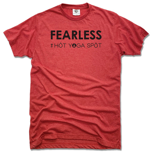 THE HOT YOGA SPOT | UNISEX RED TEE | FEARLESS BLACK LOGO