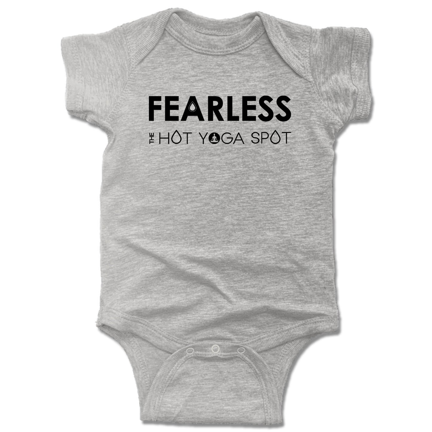 THE HOT YOGA SPOT | GRAY ONESIE | FEARLESS BLACK LOGO