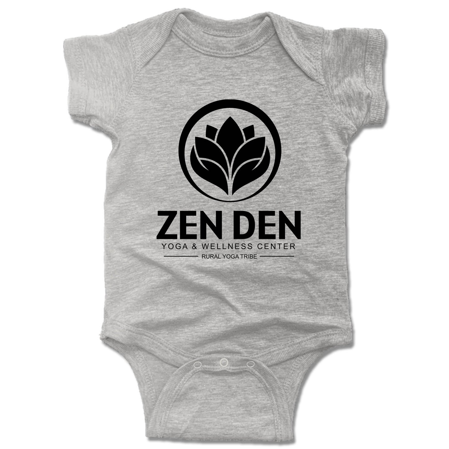 ZEN DEN BY RURAL YOGA TRIBE | GRAY ONESIE | BLACK LOGO