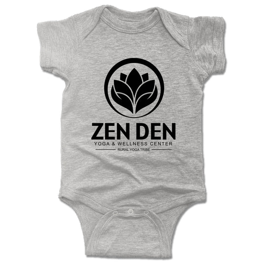 ZEN DEN BY RURAL YOGA TRIBE | GRAY ONESIE | BLACK LOGO