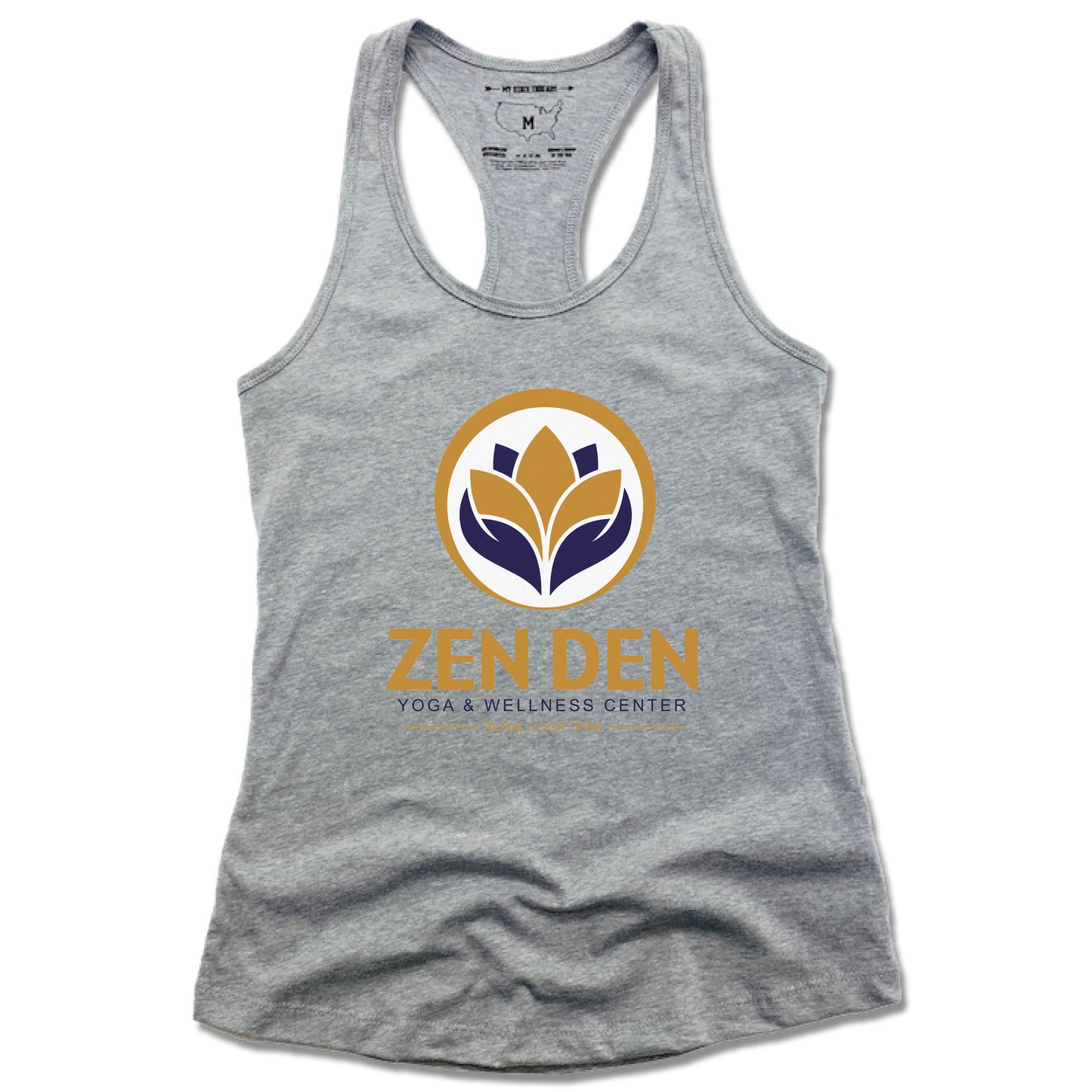 ZEN DEN BY RURAL YOGA TRIBE | LADIES GRAY TANK | COLOR LOGO