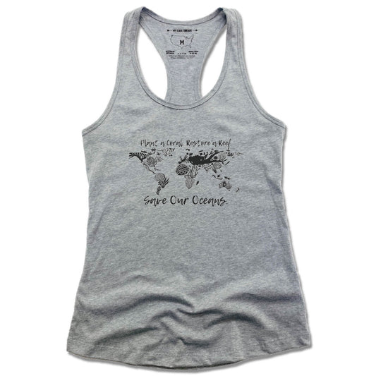 BAY ISLANDS REEF RESTORATION | LADIES GRAY TANK | SAVE OUR OCEANS