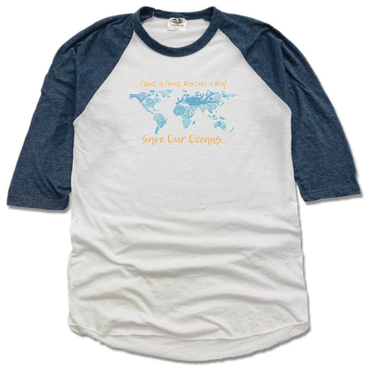 BAY ISLANDS REEF RESTORATION | NAVY 3/4 SLEEVE | SAVE OUR OCEANS