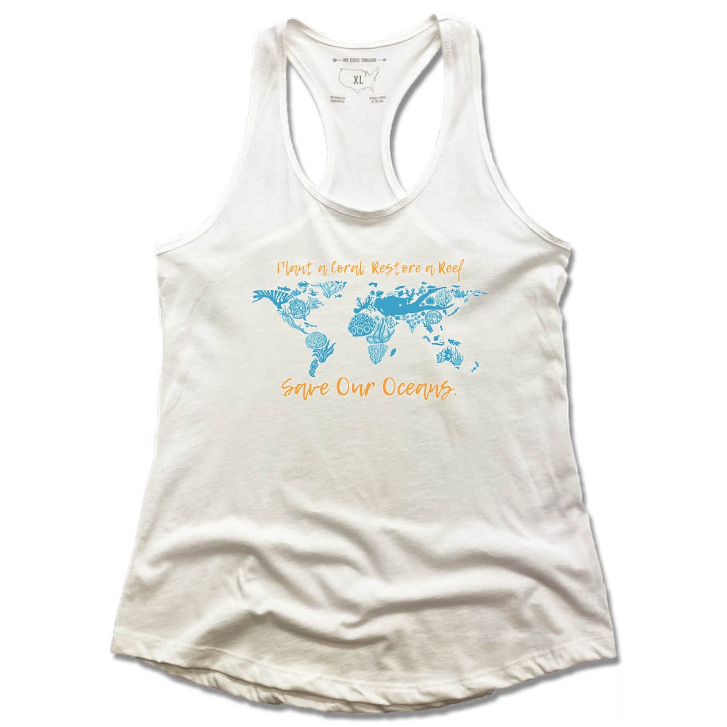 BAY ISLANDS REEF RESTORATION | LADIES WHITE TANK | SAVE OUR OCEANS