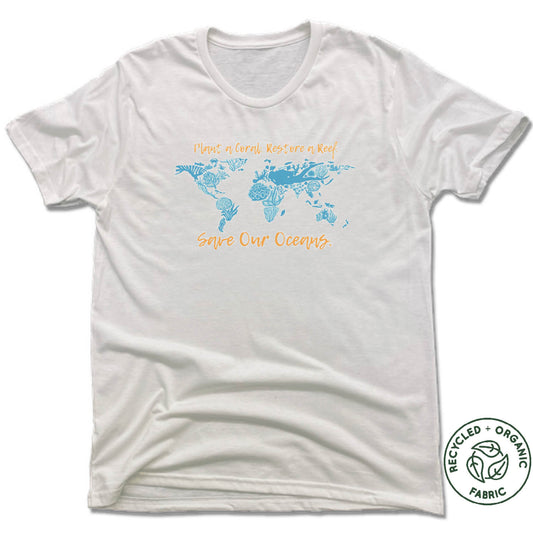 BAY ISLANDS REEF RESTORATION | UNISEX WHITE Recycled Tri-Blend | SAVE OUR OCEANS