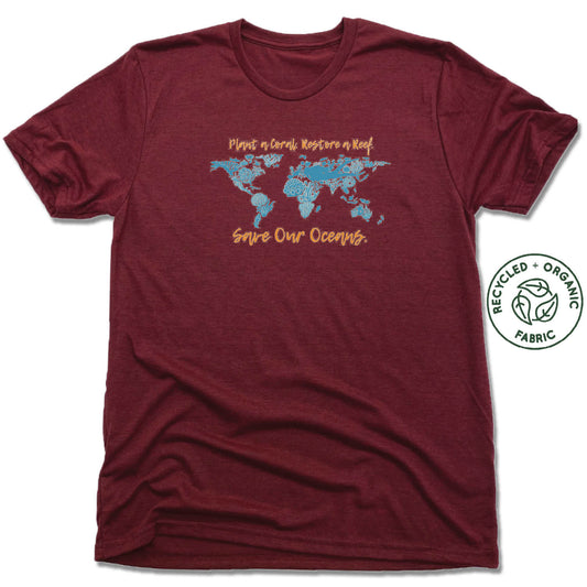 BAY ISLANDS REEF RESTORATION | UNISEX VINO RED Recycled Tri-Blend | SAVE OUR OCEANS