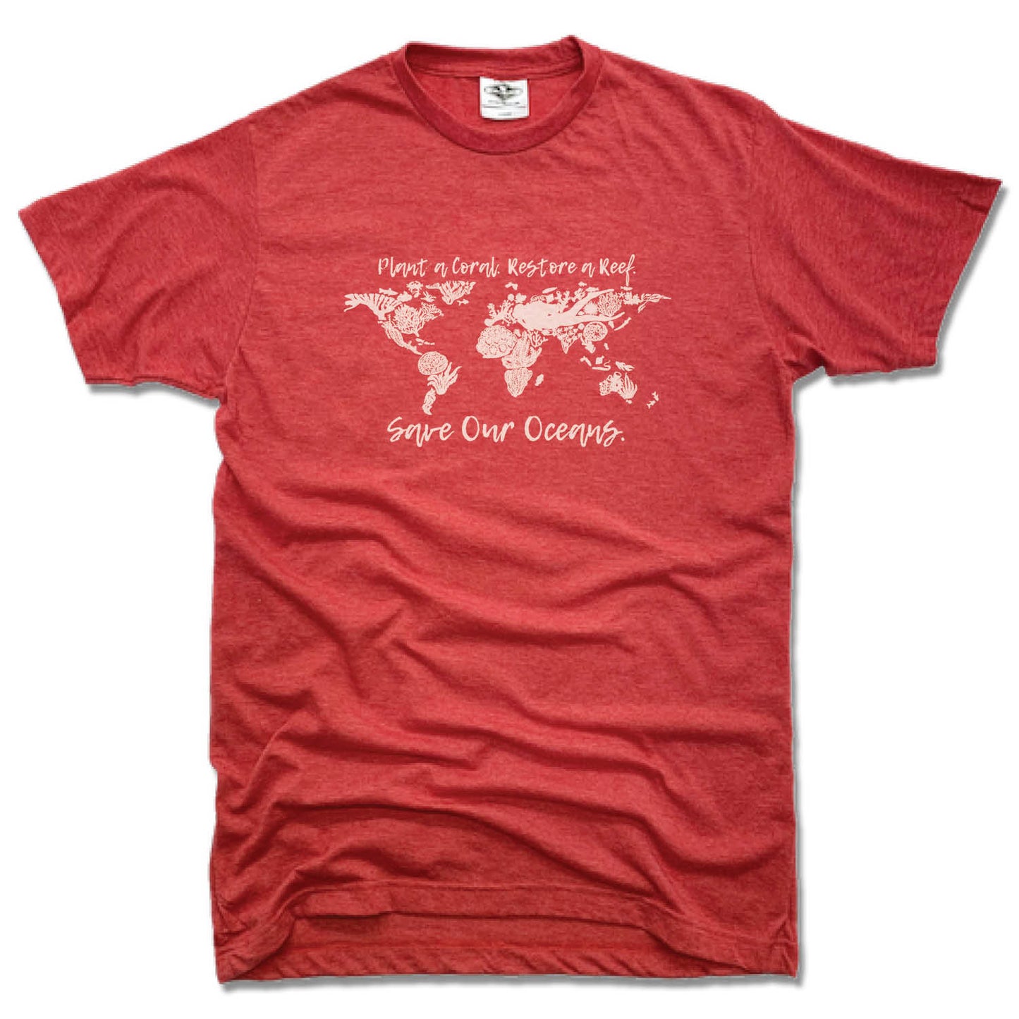 BAY ISLANDS REEF RESTORATION | UNISEX RED TEE | SAVE OUR OCEANS