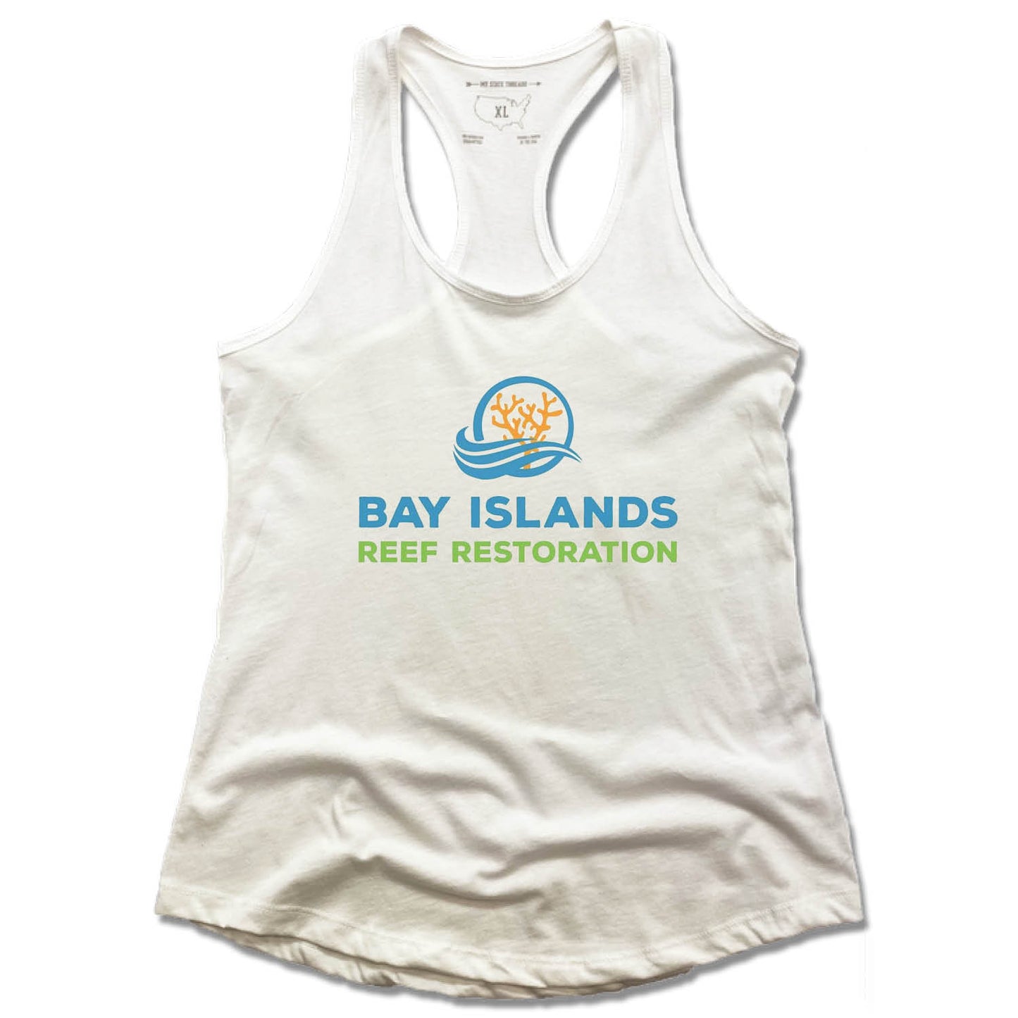 BAY ISLANDS REEF RESTORATION | LADIES WHITE TANK | COLOR LOGO