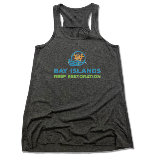 BAY ISLANDS REEF RESTORATION | LADIES GRAY FLOWY TANK | COLOR LOGO