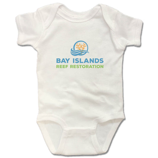 BAY ISLANDS REEF RESTORATION | WHITE ONESIE | COLOR LOGO