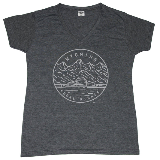 WYOMING LADIES' V-NECK | STATE SEAL | EQUAL RIGHTS