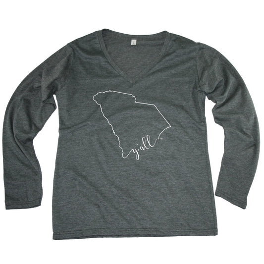 SOUTH CAROLINA LADIES' LONGSLEEVE V-NECK | OUTLINE | Y'ALL