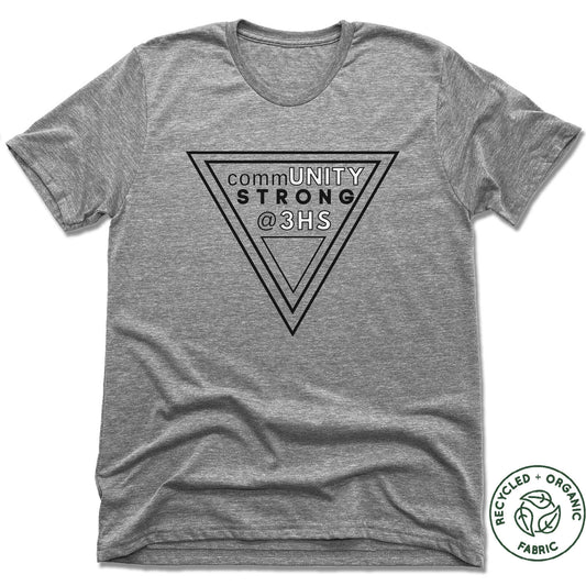 THREEHOUSE STUDIOS | UNISEX GRAY Recycled Tri-Blend | COMMUNITY STRONG