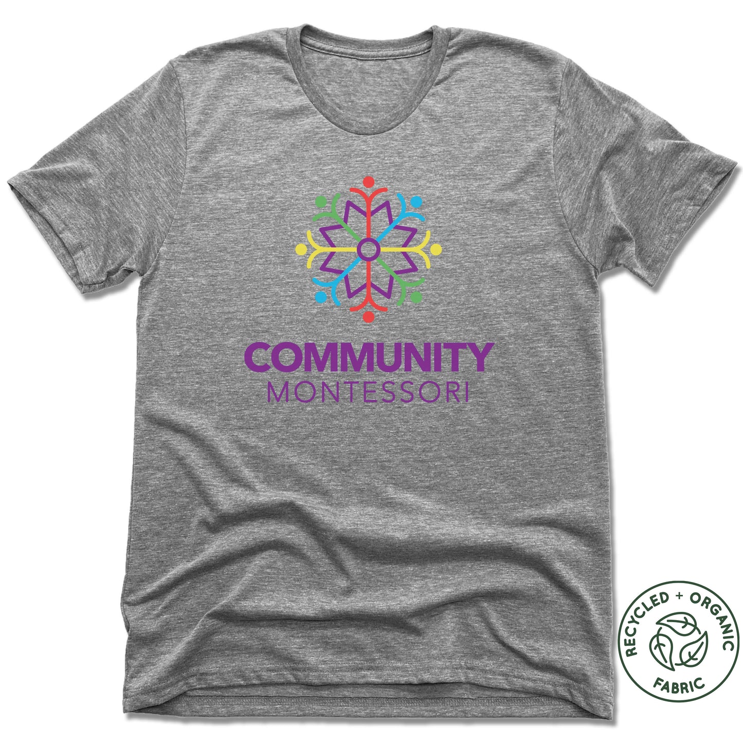 COMMUNITY MONTESSORI | UNISEX GRAY Recycled Tri-Blend | COLOR LOGO