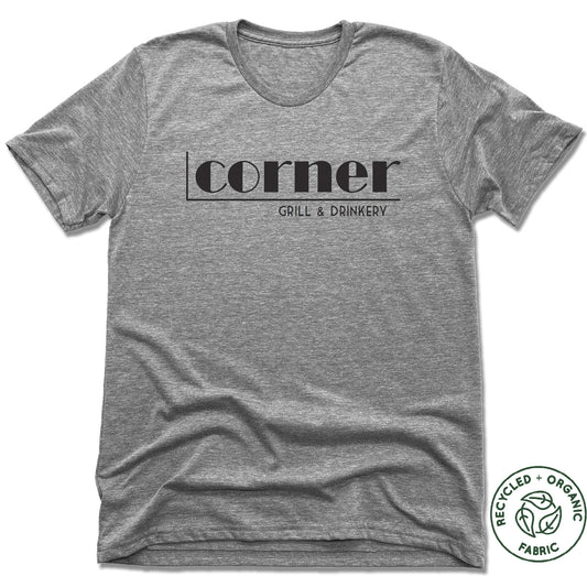 CORNER BAR | UNISEX GRAY Recycled Tri-Blend | BLACK LOGO