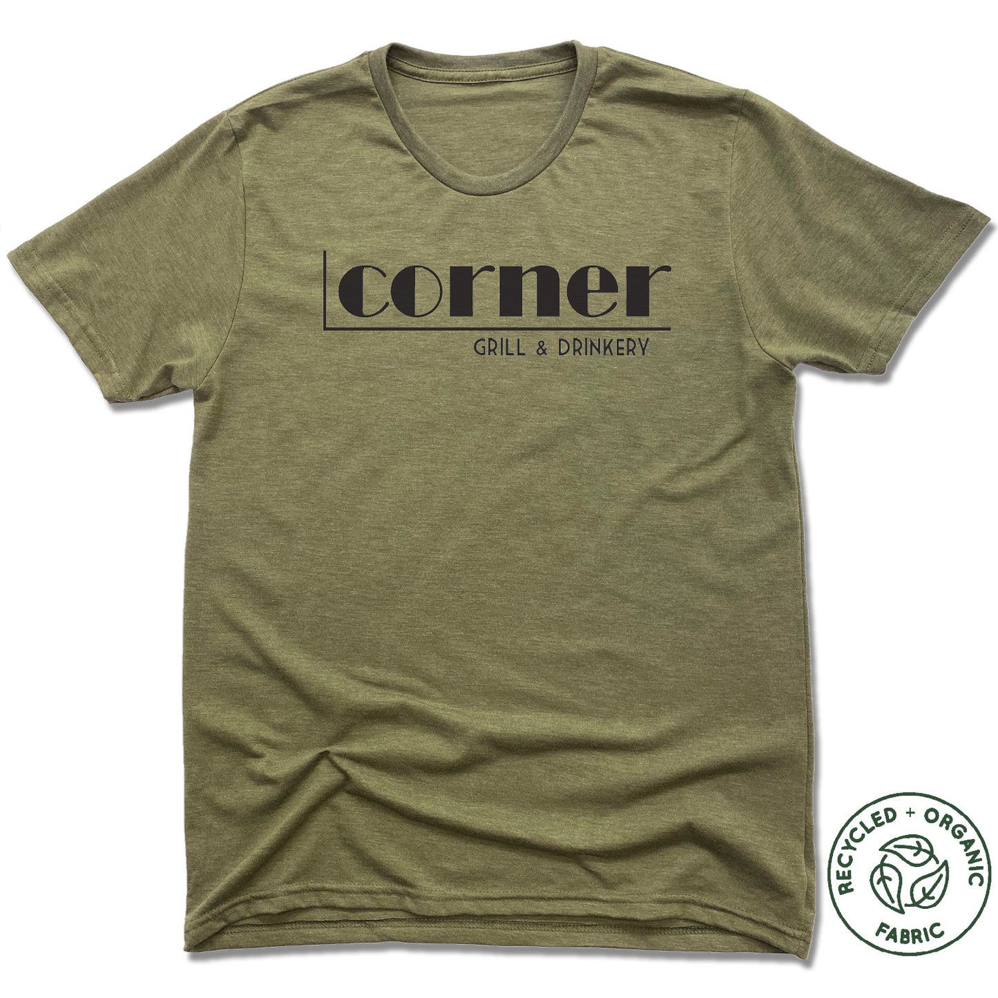 CORNER BAR | UNISEX OLIVE Recycled Tri-Blend | BLACK LOGO