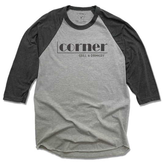 CORNER BAR | GRAY 3/4 SLEEVE | BLACK LOGO