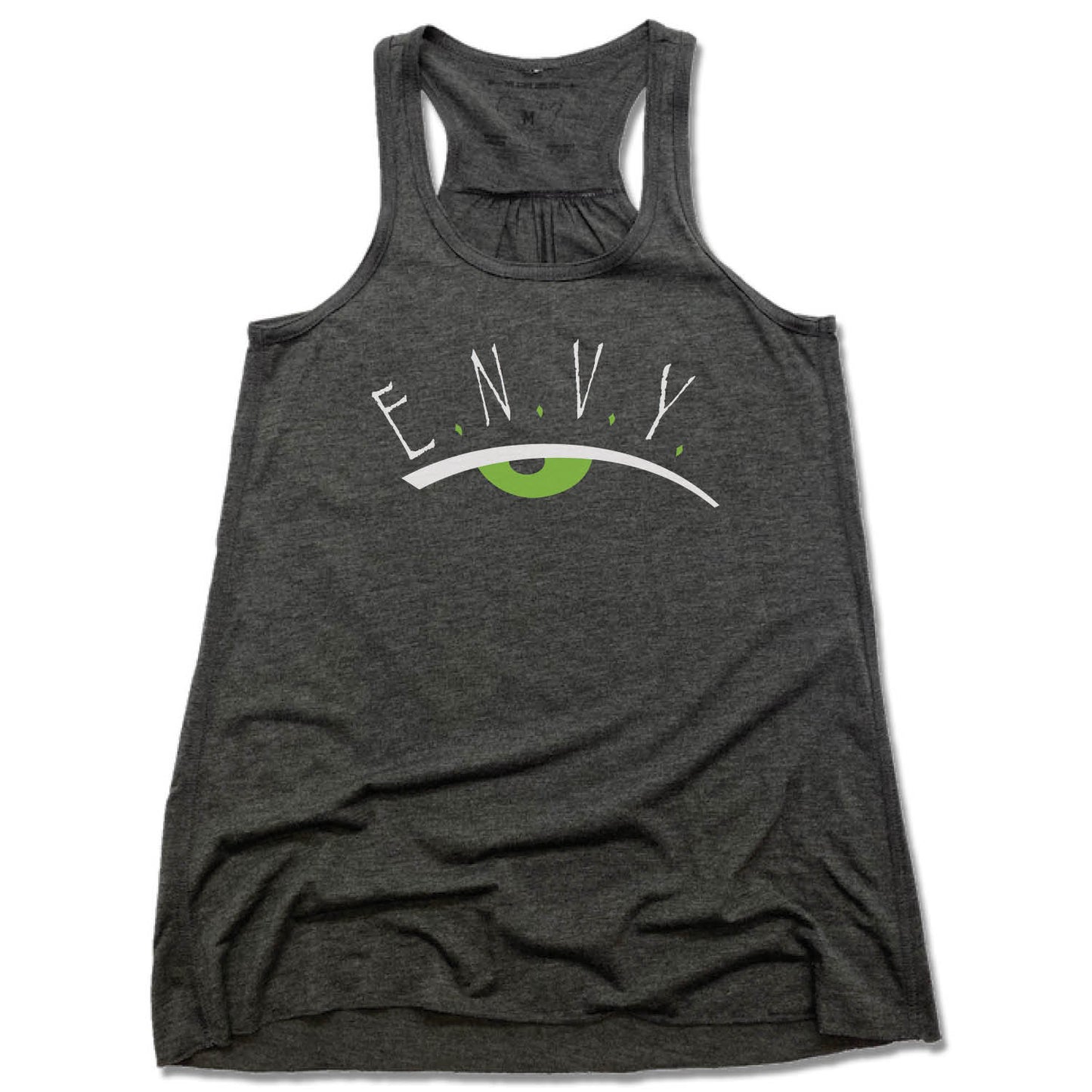 ENVY NOBODY VALUE YOURSELF | LADIES GRAY FLOWY TANK | WHITE LOGO