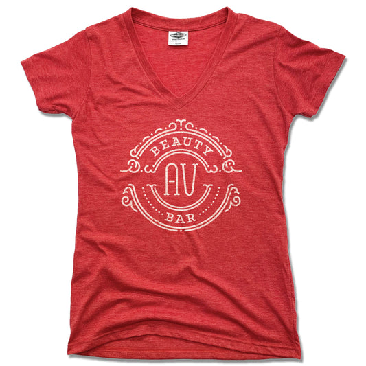 AV Beauty Bar Logo | LADIES RED V-NECK